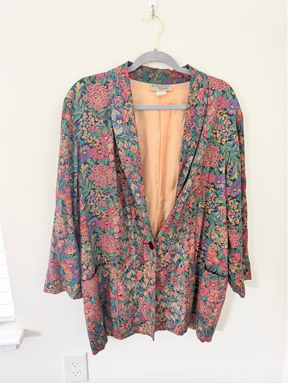 Vintage Kensington Square Floral Tapestry Blazer Chic 90s Jacket Size Large